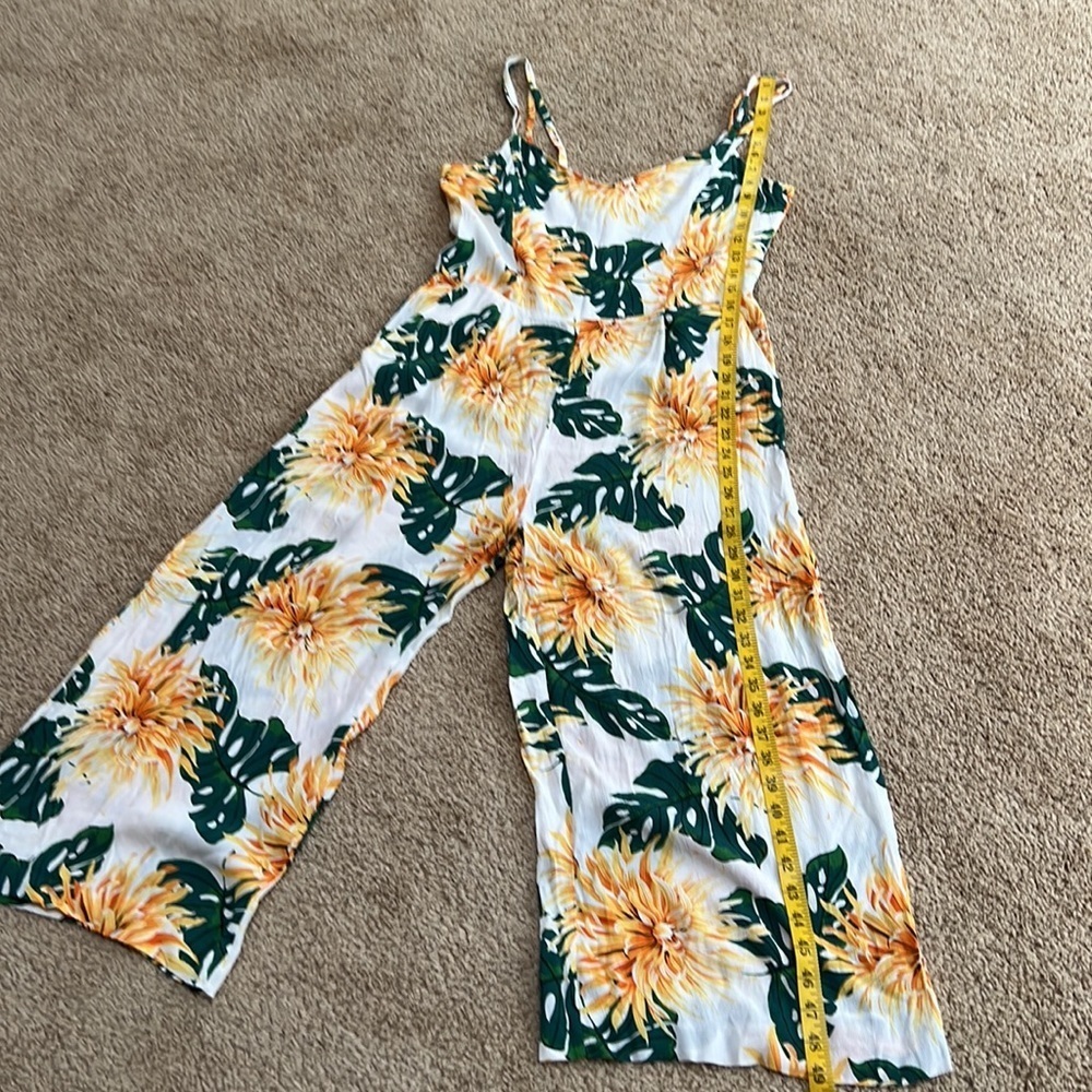 ZARA size M white multi jumpsuit flow culotte - Picture 9 of 13